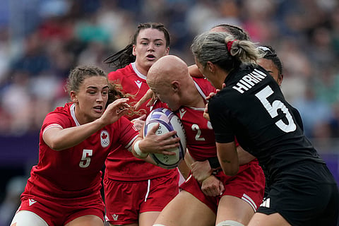 Canada and New Zealand players during the Paris Olympics gold medal match